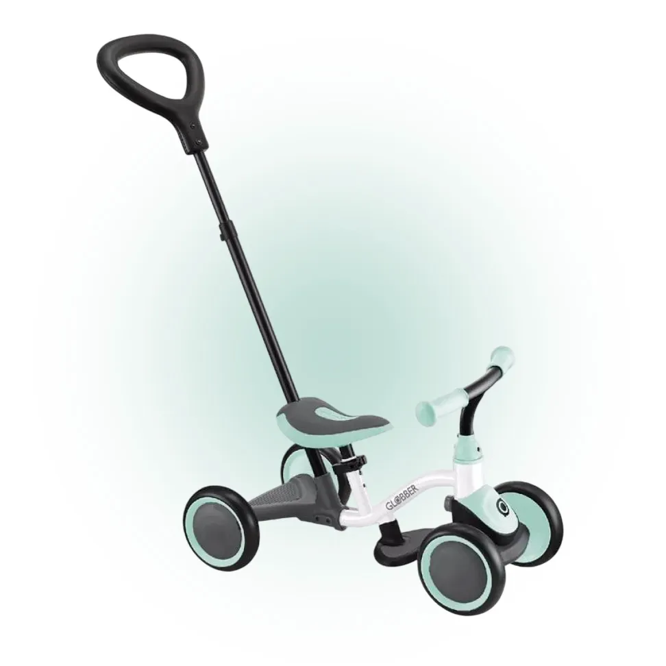 Беговел детский GLOBBER серии LEARNING BIKE 3-в-1, бело-мятный, до 20 кг, 4 колеса