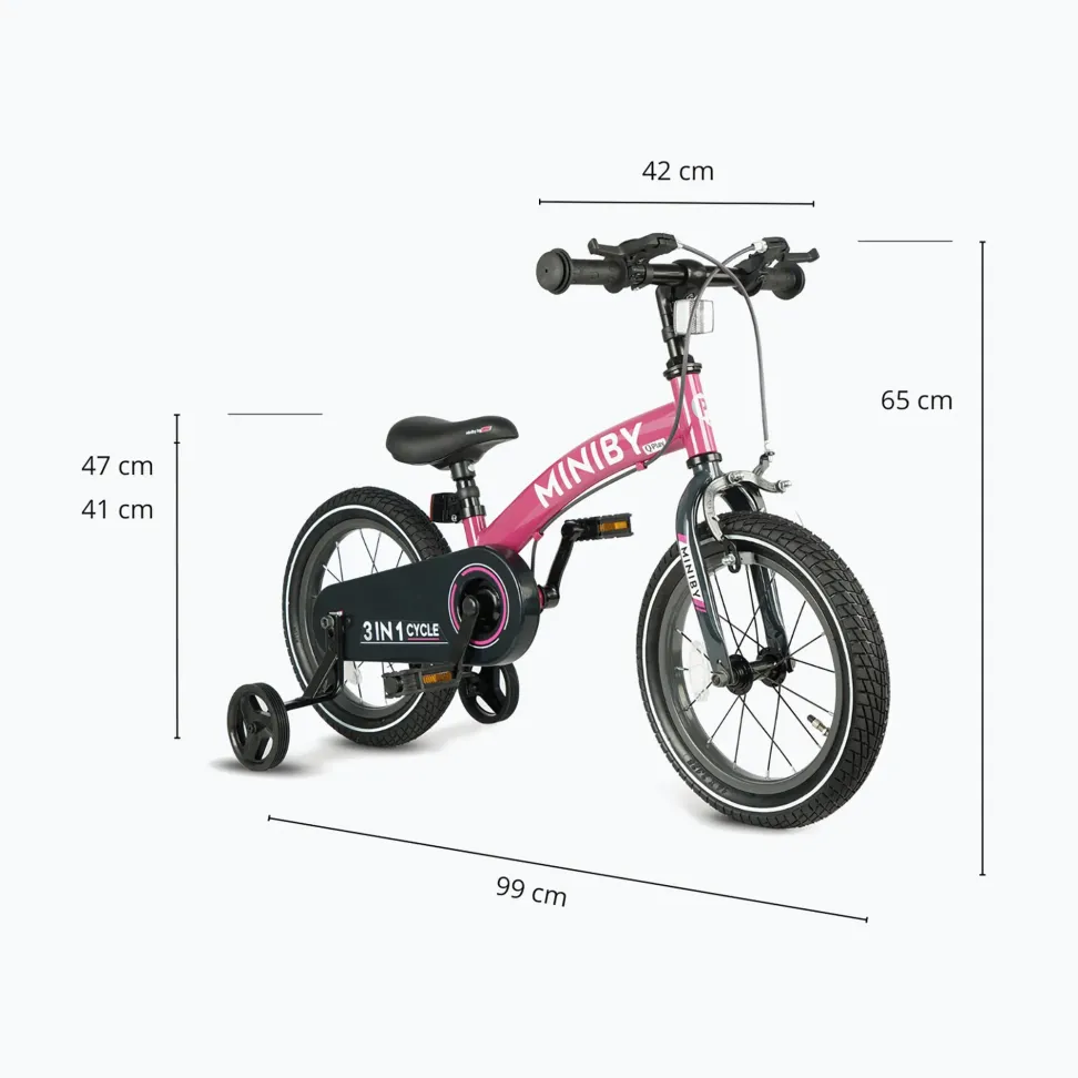 Детский велосипед 3 в 1 Qplay Miniby 14" Pink от 3 лет