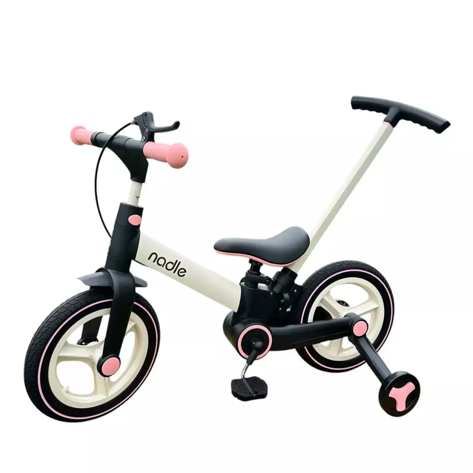 Велосипед трансформер 4в1 Nadle Go-Up з батьківською ручкою та гальмом Pink