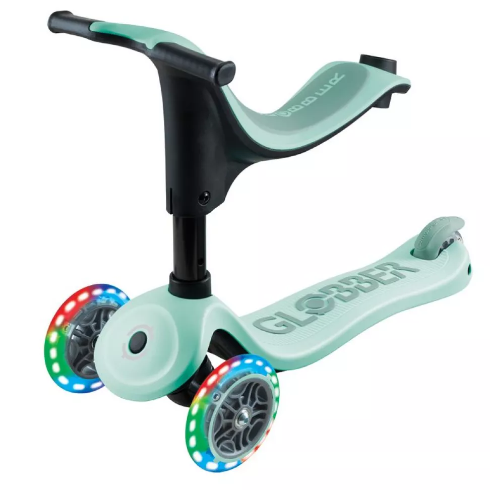 Самокат GLOBBER серії GO UP SPORTY пастельний зелений, до 20/50кг, 1+, 3 колеса що світяться