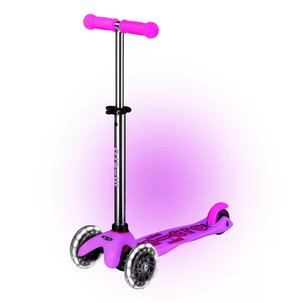 Самокат світиться дитячий Micro Mini Deluxe Glow LED Cold Pink