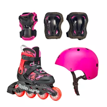 Детские ролики Rollerblade Microblade G 2025 с комплектом защиты 3в1 Cube G