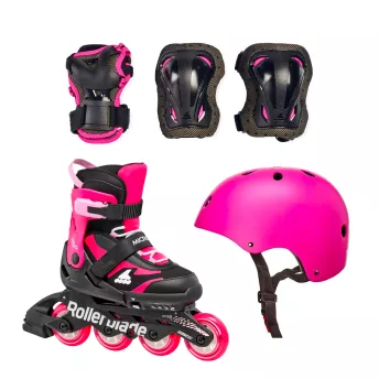 Детские ролики Rollerblade Microblade G 2025 с комплектом защиты 3в1 Cube