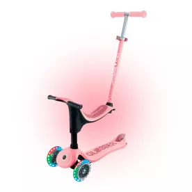 Самокат GLOBBER серии GO UP SPORTY пастельно-розовый, до 20/50кг, 1+, светящиеся колеса