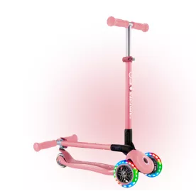 Самокат трехколесный 2+ лет Globber My Free Primo Foldable Lights Pastel Pink 2025