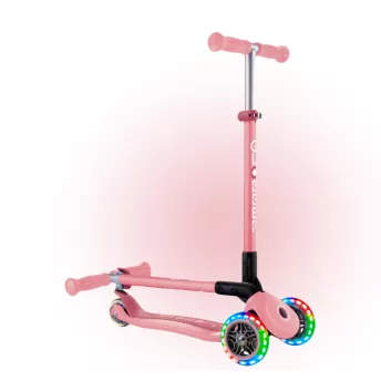 Самокат триколісний 2+ років Globber My Free Primo Foldable Lights Pastel Pink 2025
