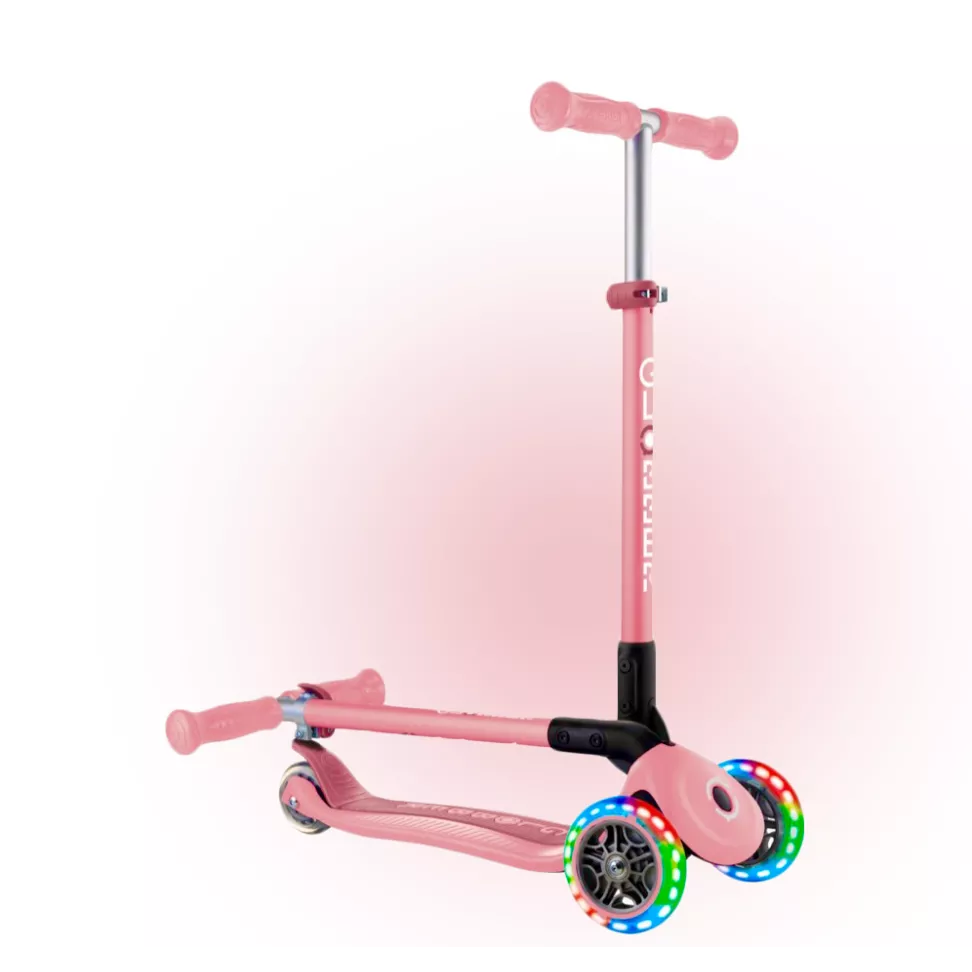 Самокат трехколесный 2+ лет Globber My Free Primo Foldable Lights Pastel Pink 2025