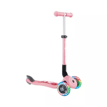 Самокат Globber Junior Foldable Lights до 50 кг 2+ Пастельно-рожевий з квітами
