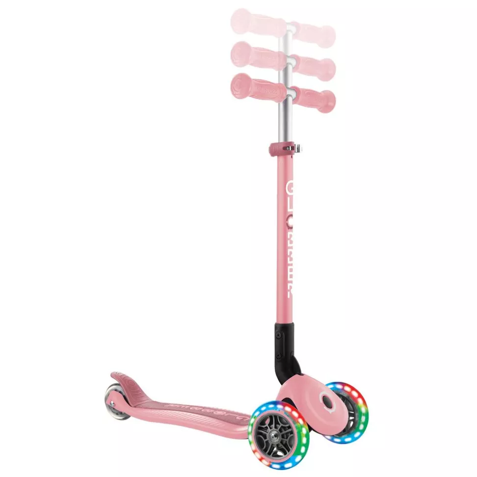 Самокат трехколесный 2+ лет Globber My Free Primo Foldable Lights Pastel Pink 2025