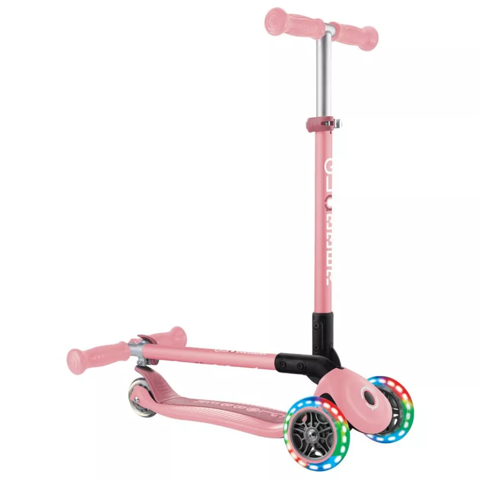 Самокат трехколесный 2+ лет Globber My Free Primo Foldable Lights Pastel Pink 2025