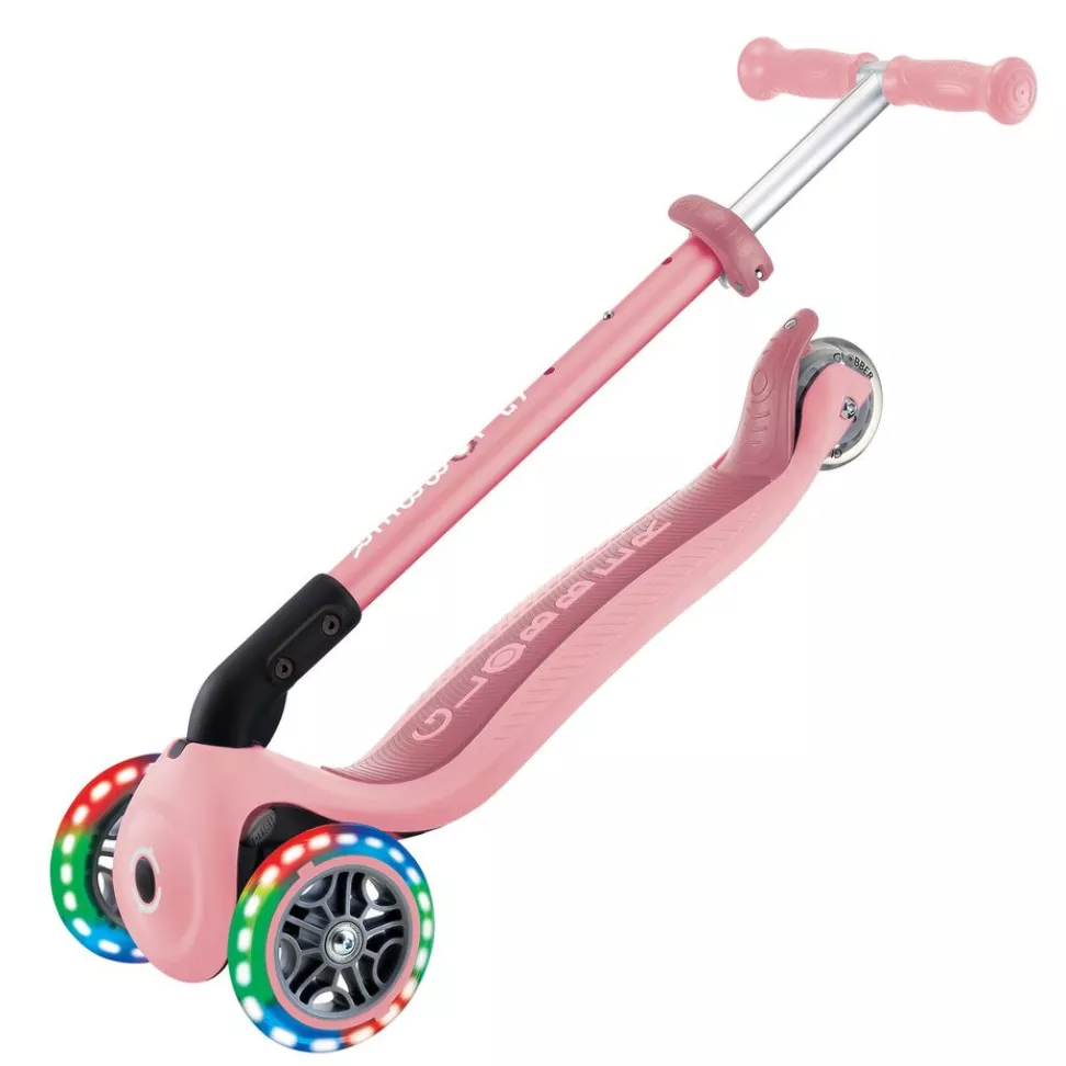 Самокат трехколесный 2+ лет Globber My Free Primo Foldable Lights Pastel Pink 2025