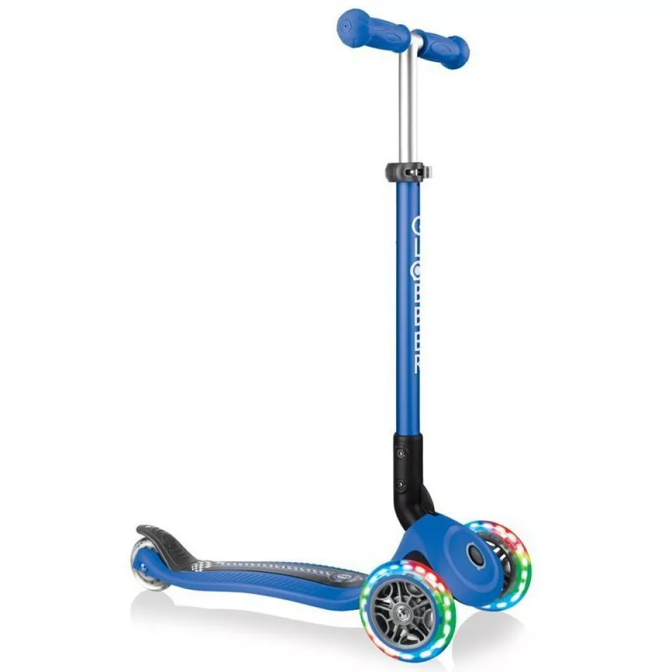 Самокат Globber My Free Primo Foldable Lights Navy Blue - Racing