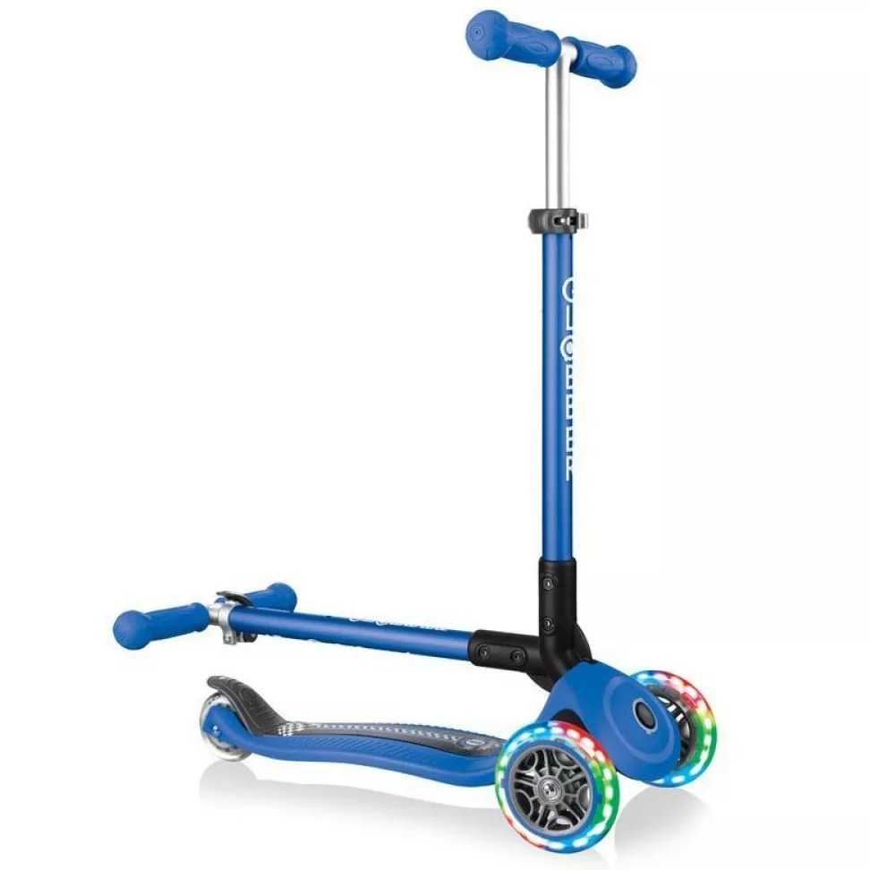 Самокат Globber My Free Primo Foldable Lights Navy Blue - Racing