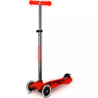 Самокат дитячий Micro Maxi Deluxe Glow LED 3-колісний Red