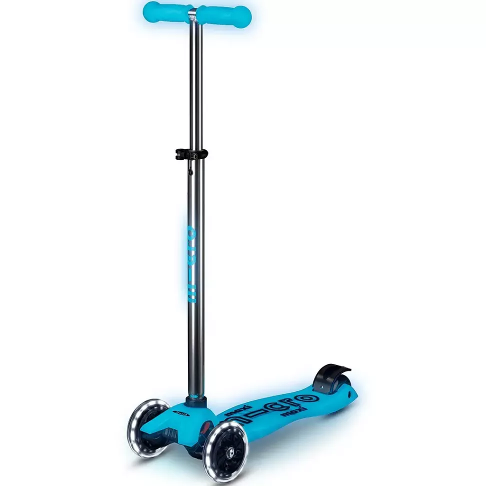 Самокат дитячий Micro Maxi Deluxe Glow LED 3-колісний Azzuro