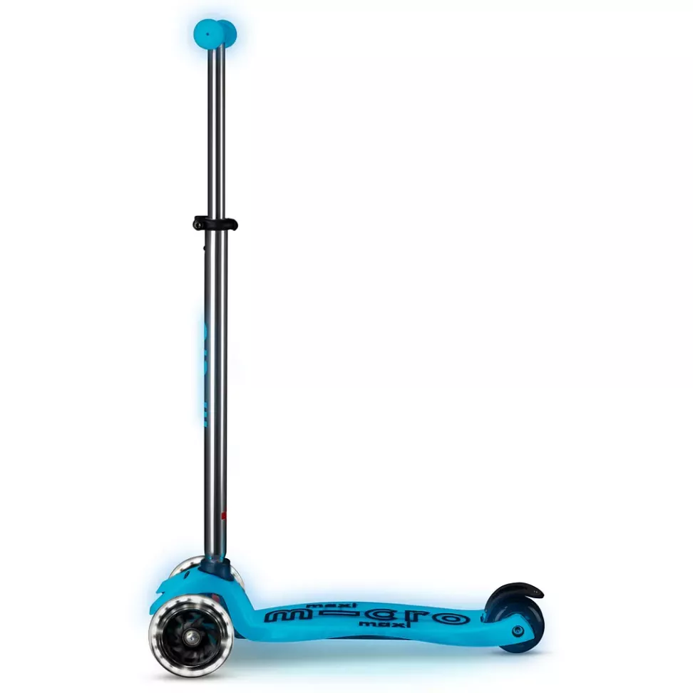 Самокат дитячий Micro Maxi Deluxe Glow LED 3-колісний Azzuro