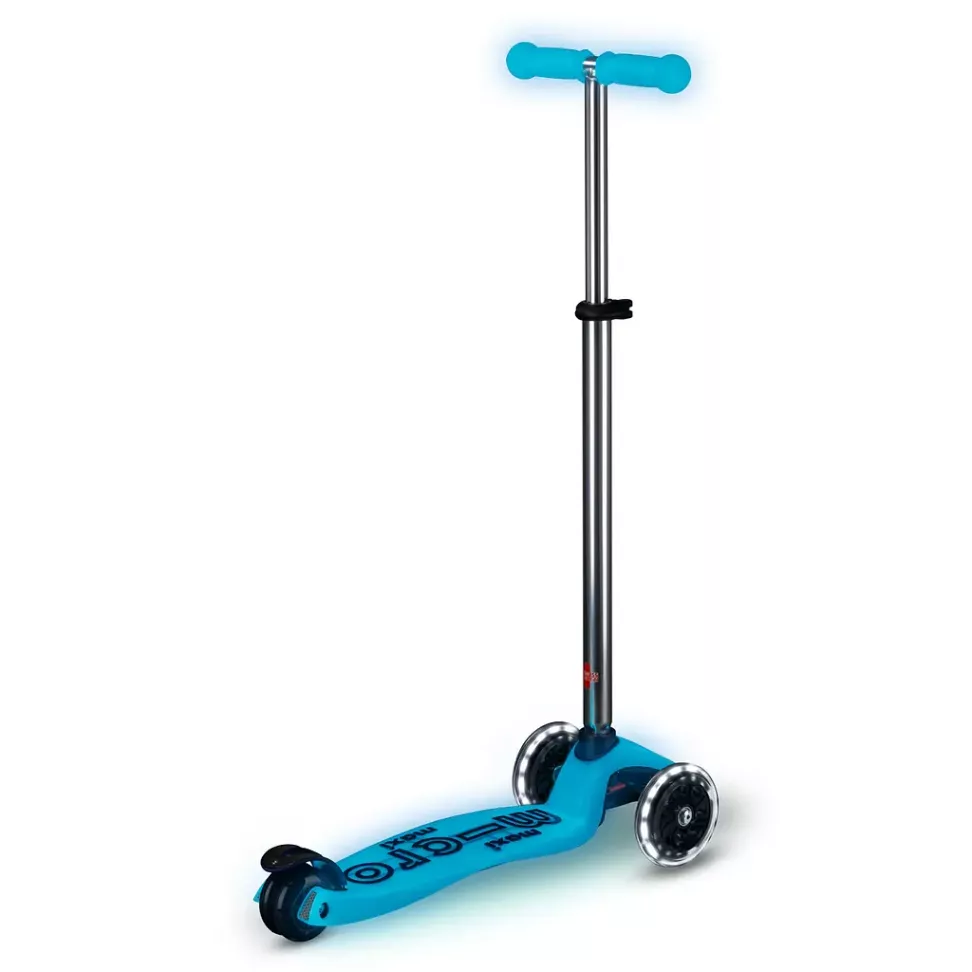 Самокат дитячий Micro Maxi Deluxe Glow LED 3-колісний Azzuro
