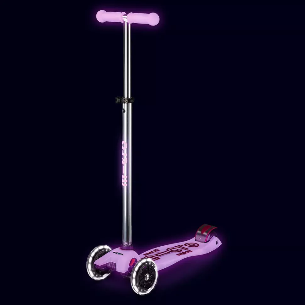 Самокат детский Micro Maxi Deluxe Glow LED 3-колесный Purple