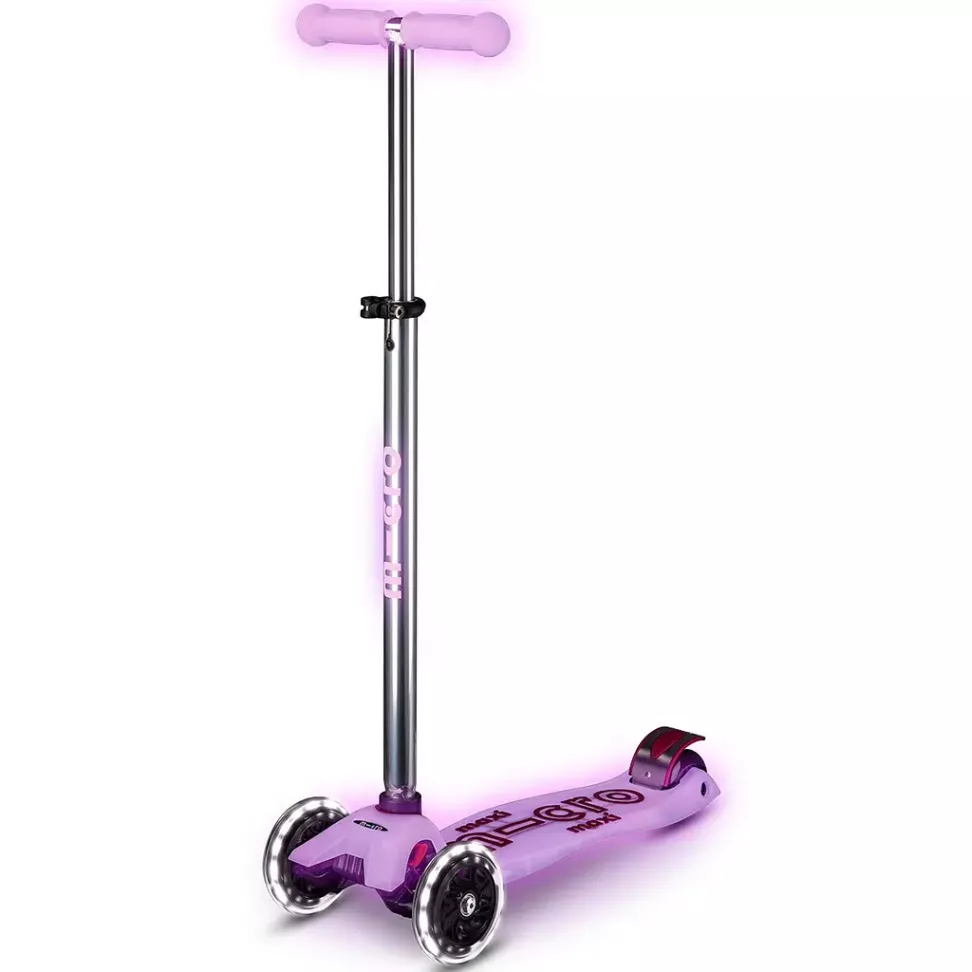 Самокат детский Micro Maxi Deluxe Glow LED 3-колесный Purple