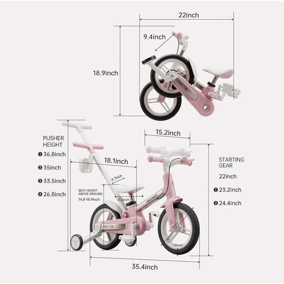 Велосипед трансформер 6in1 Lecoco Strider pink