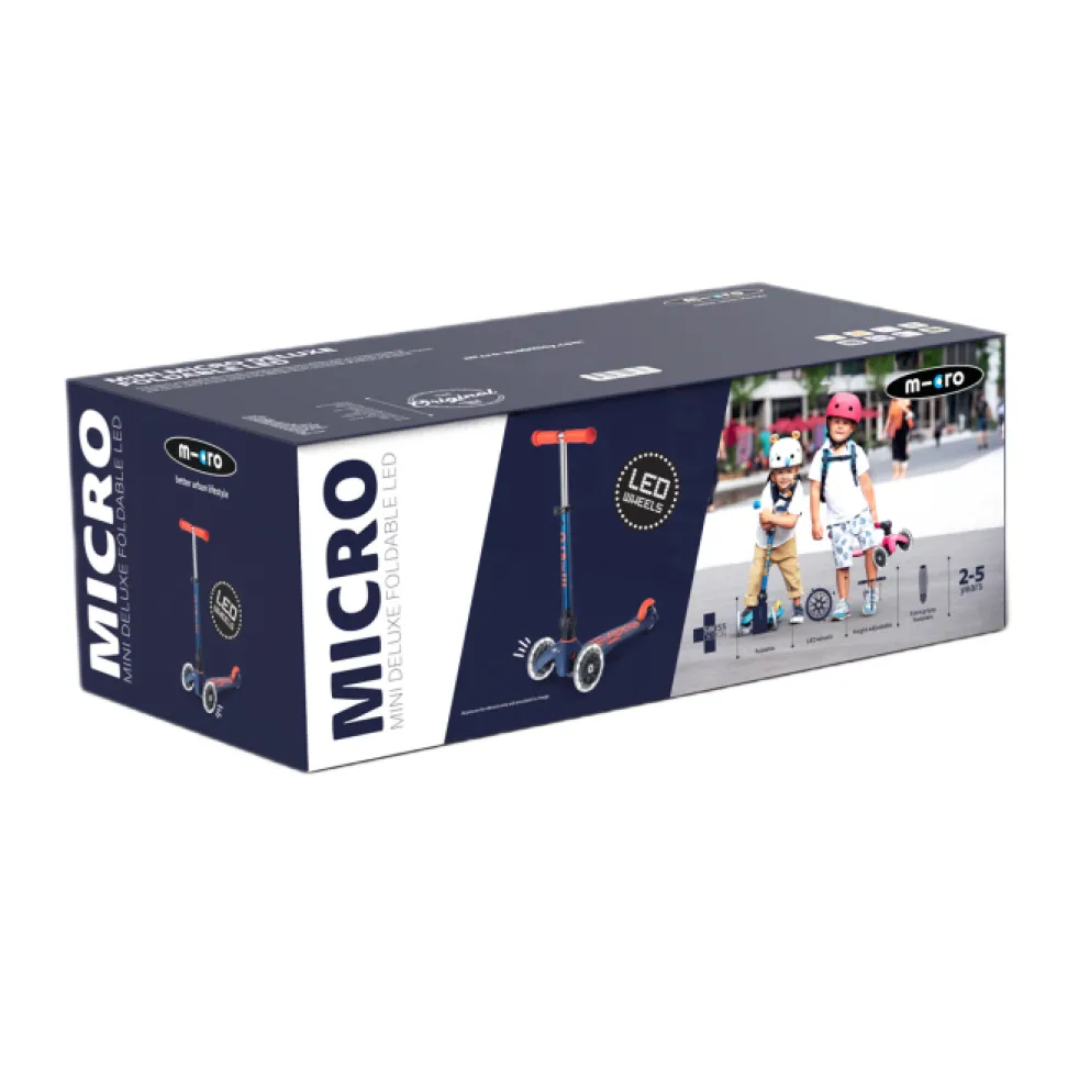 Самокат Micro Mini Deluxe Foldable LED Синий