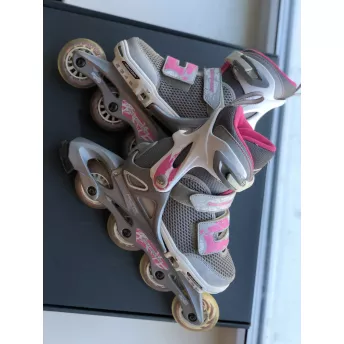 Б/У Дитячі ролики  Rollerblade Spitfire для дівчинки рожево-сірі