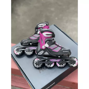 Б/У Дитячі ролики  Rollerblade Spitfire для дівчинки чорно-рожеві-сірі