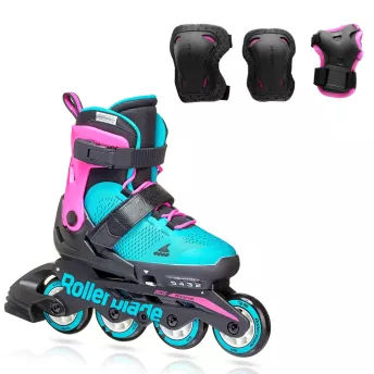 Ролики бірюзові Rollerblade Microblade G 2020 з комплектом захисту 2в1
