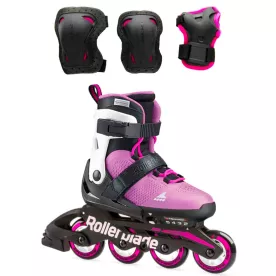 Ролики Розовые Rollerblade Microblade 2022 с комплектом защиты 2в1