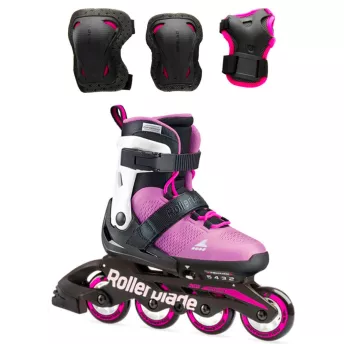 Ролики Розовые Rollerblade Microblade 2022 с комплектом защиты 2в1