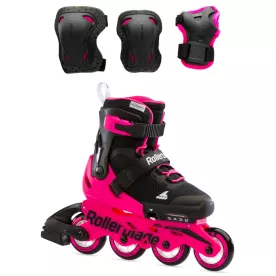 Ролики Рожевий неон Rollerblade Microblade 2022 з комплектом захисту 2в1