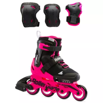 Ролики Рожевий неон Rollerblade Microblade 2022 з комплектом захисту 2в1