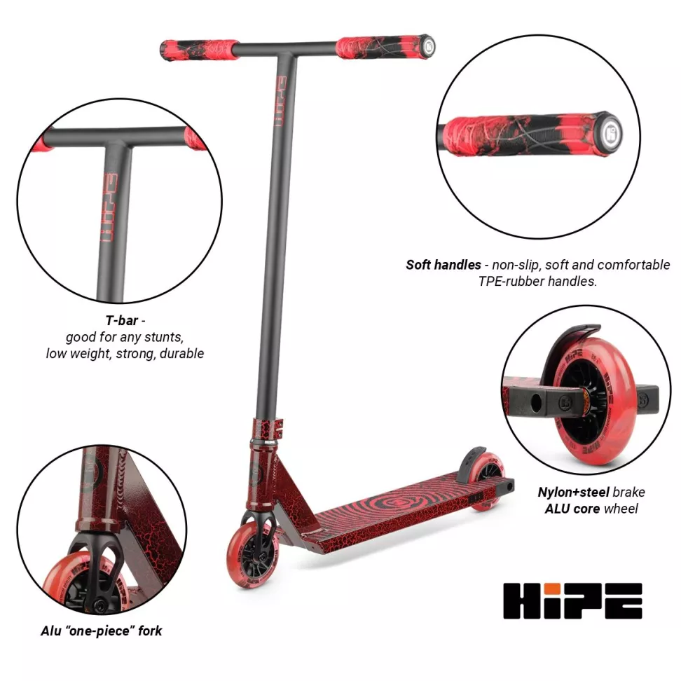 Трюковой самокат Hipe H11 Black-red Lava
