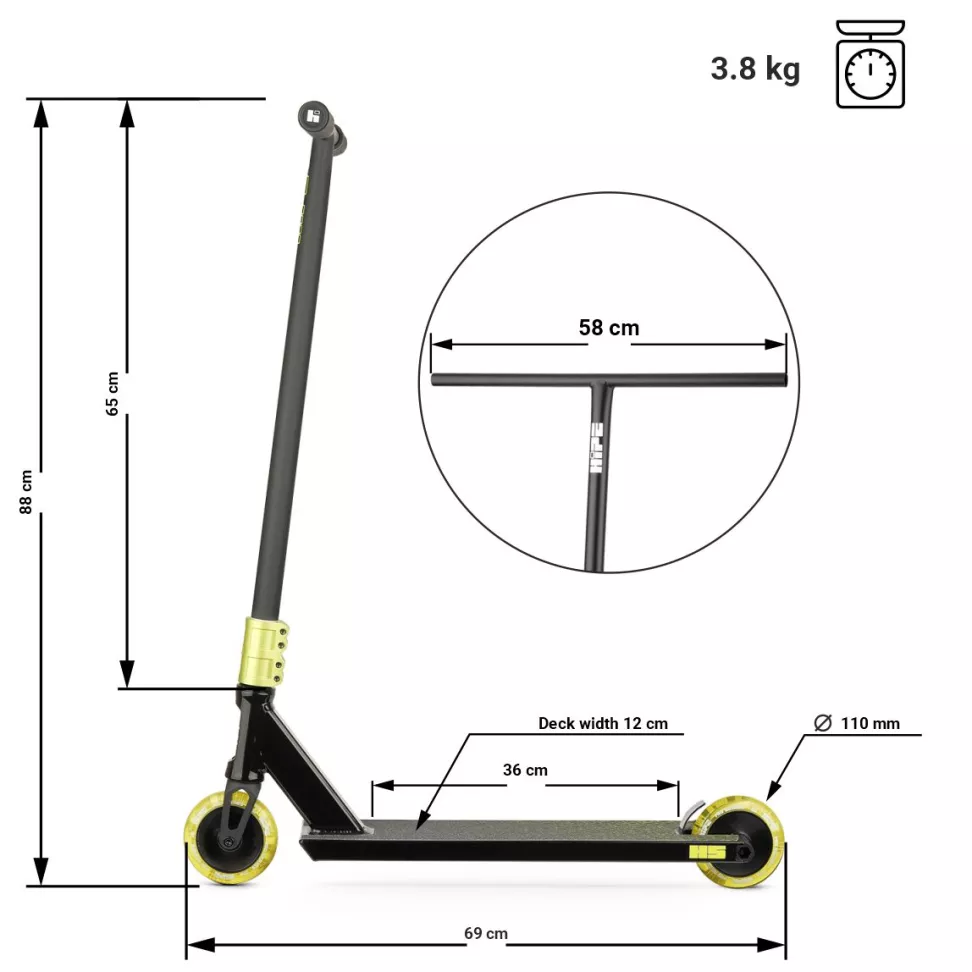 Трюковий самокат Hipe H5 2022 Black-lime
