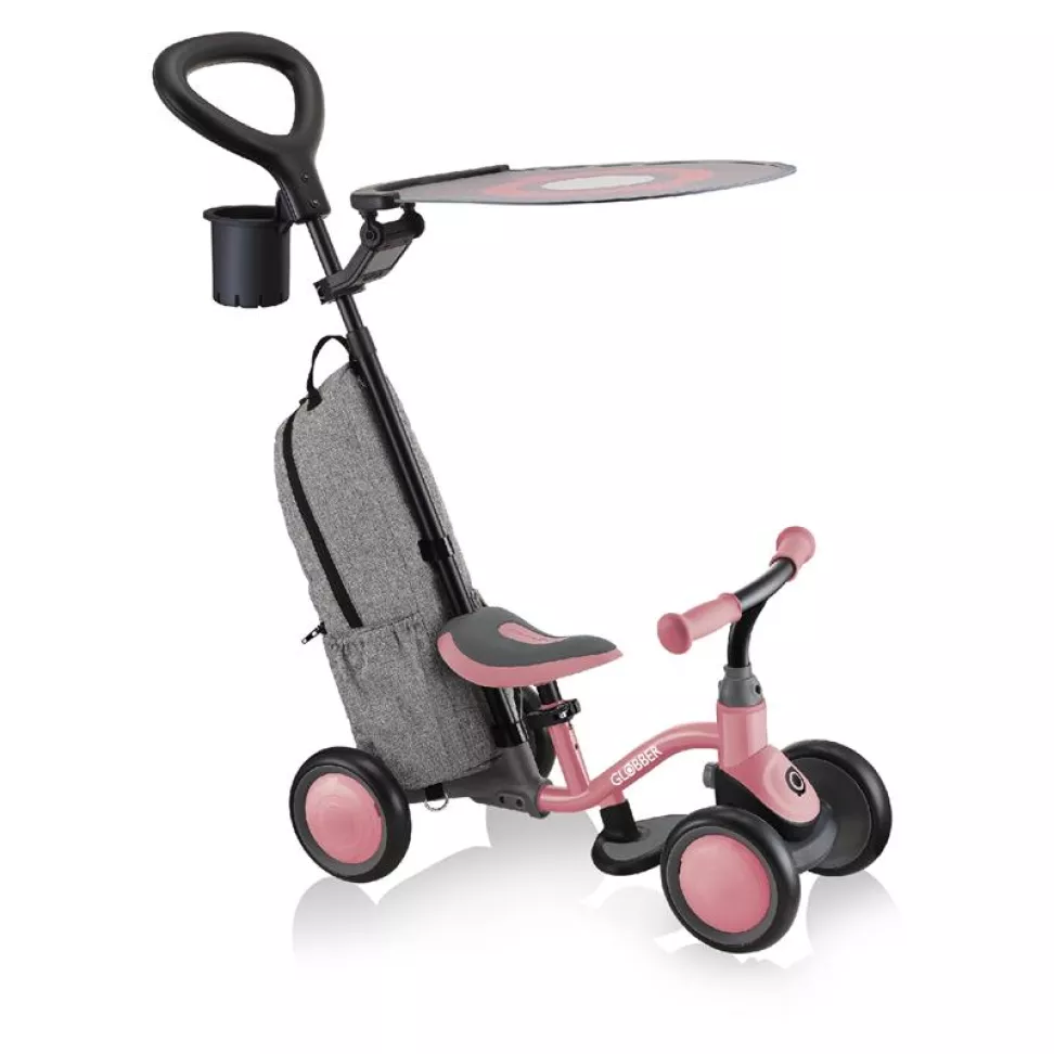 Беговел детский GLOBBER LEARNING BIKE 3-в-1 DELUXE, розовый, до 20 кг, 4 колеса