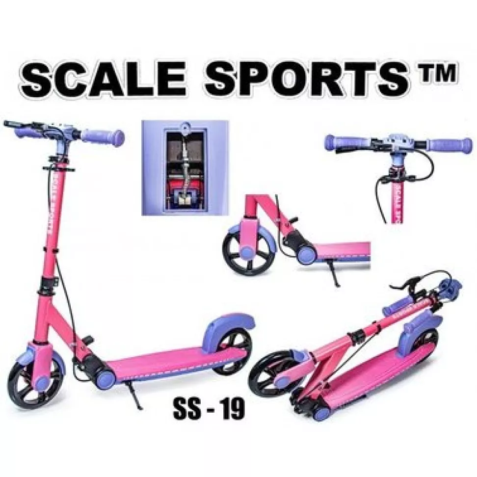 Самокат двоколісний Scale Sports SS-19 Рожевий Ручне гальмо
