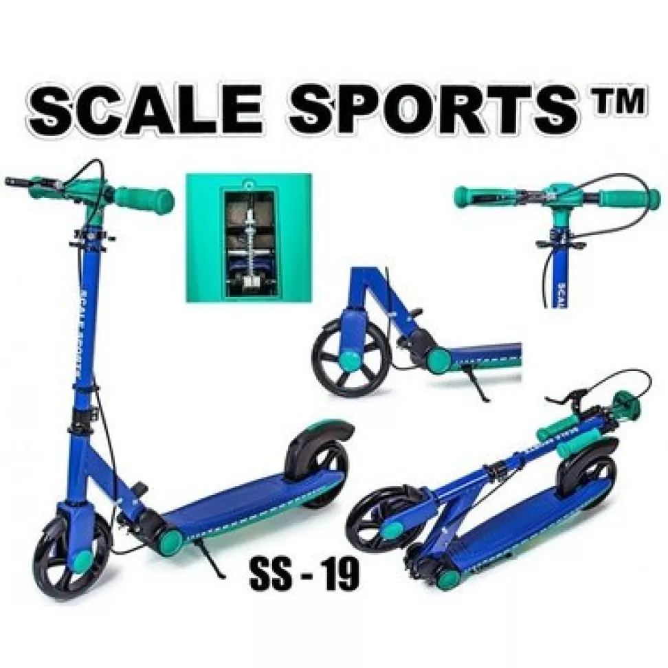 Самокат двухколесный Scale Sports SS-19 Синий Ручной тормоз