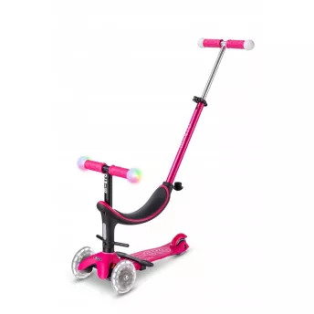 Самокат із сидінням Micro Mini 2grow Magic LED Pink 3в1