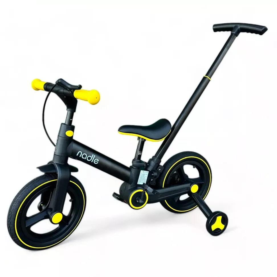Велосипед трансформер 4в1 Nadle Go-Up з батьківською ручкою та гальмом Black
