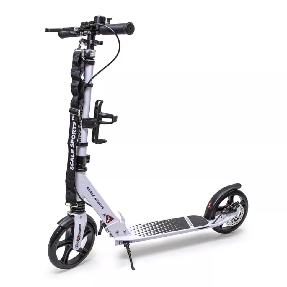 Самокат двухколёсный  Scale Sports SS-12 белый с дисковыми тормозами