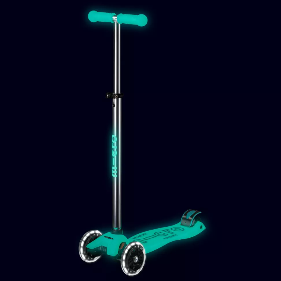 Самокат Micro серии Maxi Deluxe Glow LED" - Желейный зеленый"