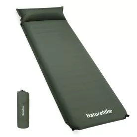 Коврик самонадувающийся одноместный с подушкой Naturehike CNK2450WS020, 100 мм, темно-зеленый