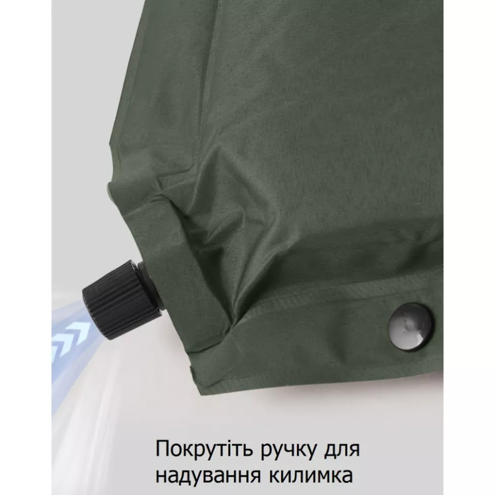 Коврик самонадувающийся одноместный с подушкой Naturehike CNK2450WS020, 100 мм, темно-зеленый