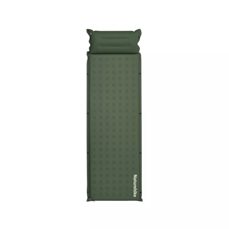 Коврик самонадувающийся с подушкой одноместный Naturehike CNK2550WS025, 60 мм, зеленый