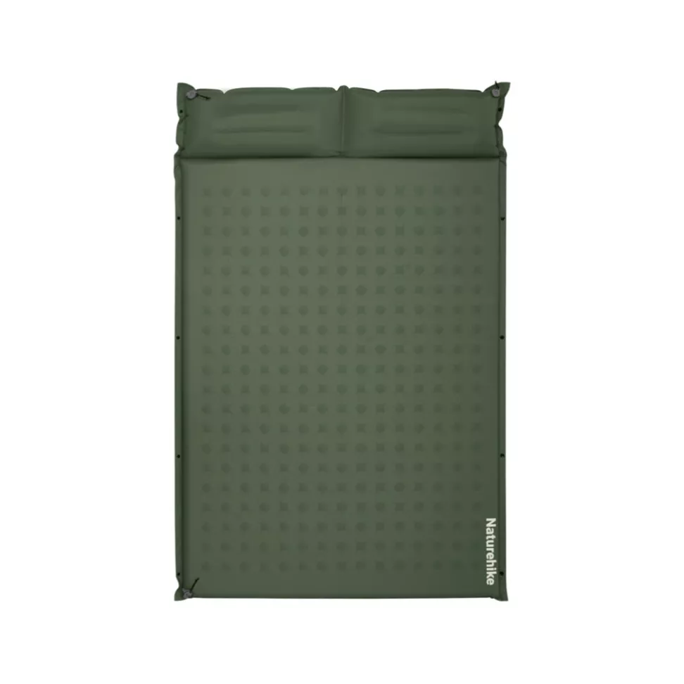 Коврик самонадувающийся с подушкой двухместный Naturehike CNK2550WS025, 30 мм, зеленый