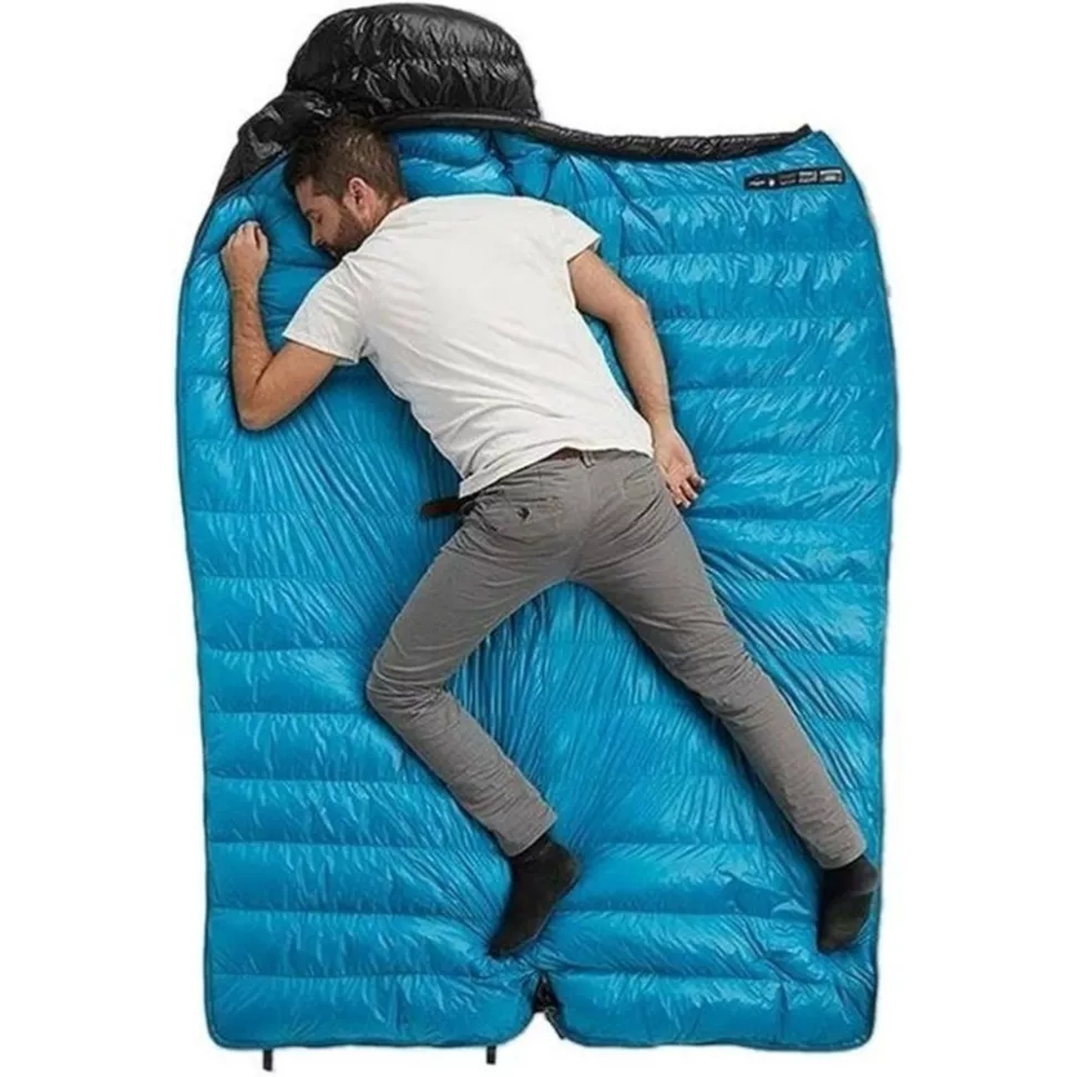 Спальник с натуральным пухом Naturehike CW700 CNK2450WS048, р-р L, черно-голубой
