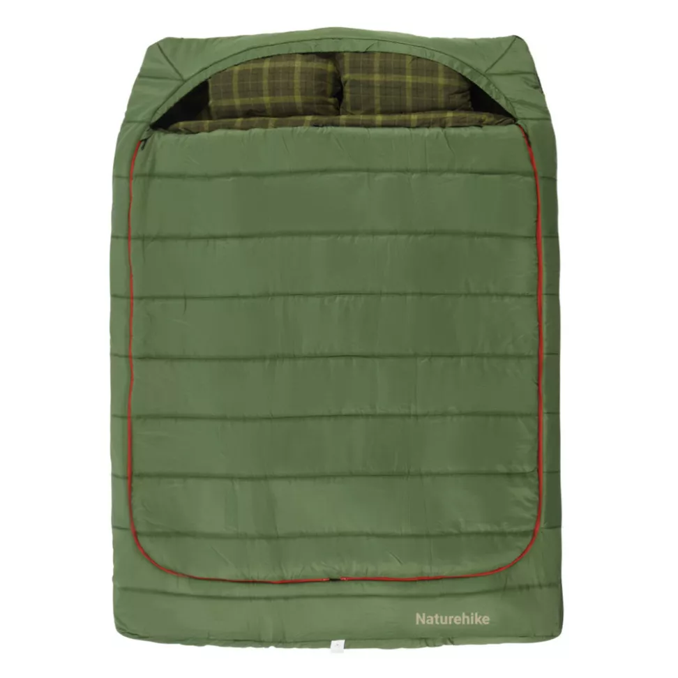 Спальный мешок двухместный с подушками Naturehike CNK2350WS019, зеленый