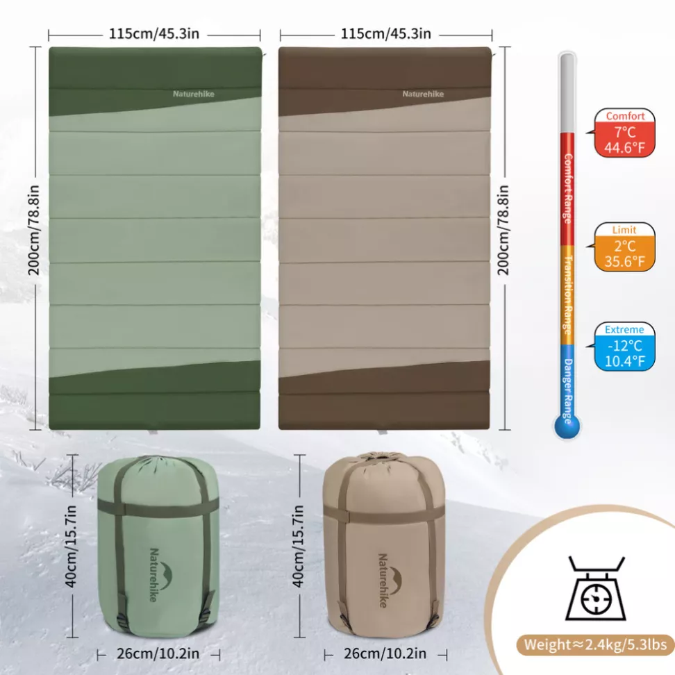 Спальный мешок двухместный Naturehike CNK2300019, коричневый