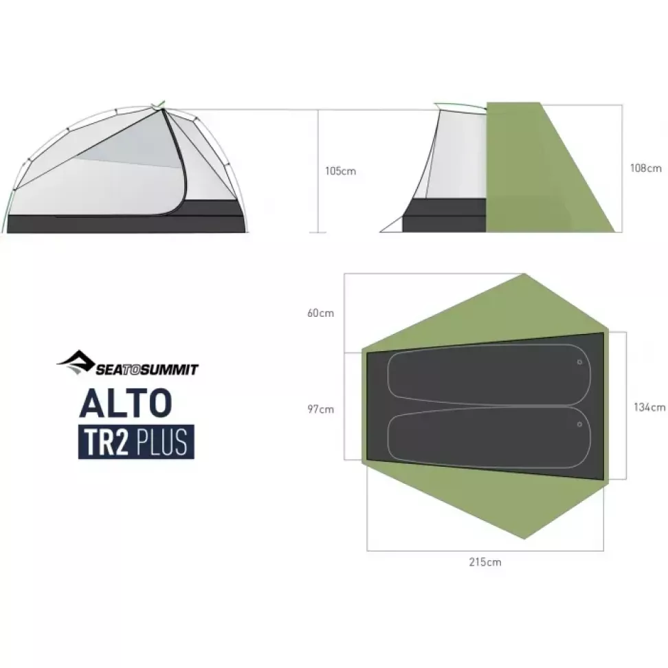 Палатка двухместная Sea to Summit Alto TR2 Plus, Fabric Inner, Sil/PeU Fly, NFR, Green (STS ATS2039-02170406)