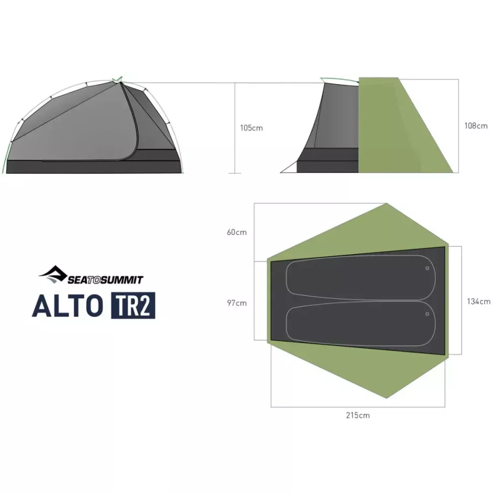 Палатка двухместная Alto TR2, Mesh Inner, Sil/PeU Fly, NFR, Green від Sea to Summit (STS ATS2039-01170409)